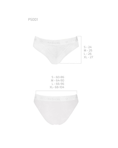 Трусики з широкою гумкою і мереживом Passion PS001 PANTIES white, size L