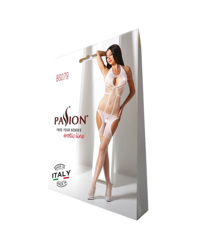 Бодістокінг з імітацією панчох Passion BS079 white