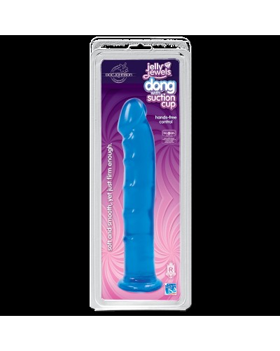 Фалоімітатор Doc Johnson Jelly Jewels Dong & Suction Cup Blue, діаметр 3,6 см, антибактеріальний ПВХ