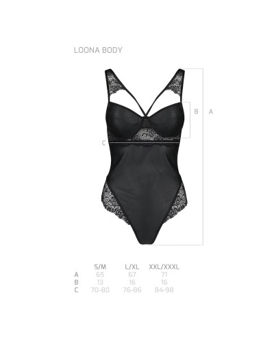 Боди из эко-кожи и кружева Loona Body black S/M - Passion