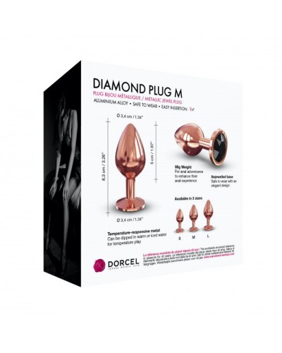 Металева анальна пробка із прикрасою у вигляді кристалу Dorcel - Diamond Plug Rose Gold M