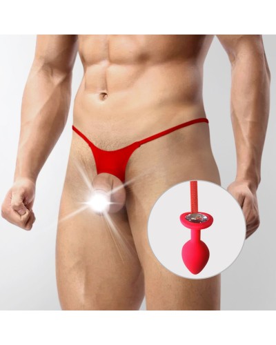 Чоловічі труси XS-2XL із силіконовою анальною пробкою Art of Sex - Joni plug panties size M Red