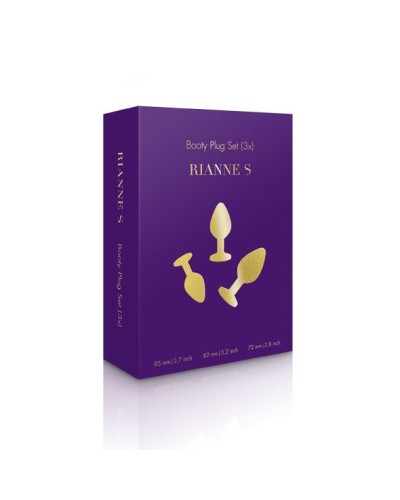 Набор анальных пробок с кристаллом Rianne S: Booty Plug Set Purple, диаметр 2,7см, 3,5см, 4,1см