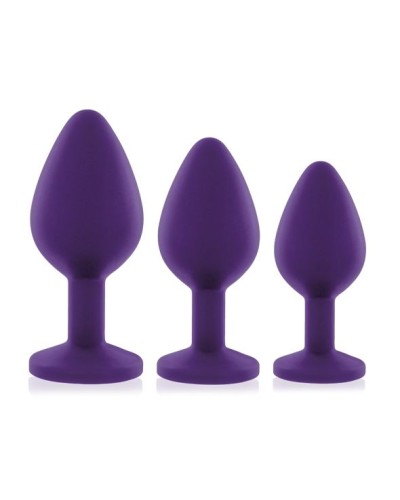 Набор анальных пробок с кристаллом Rianne S: Booty Plug Set Purple, диаметр 2,7см, 3,5см, 4,1см