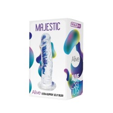 Прозорий фалоімітатор Alive Jelly Dildo Majestic, ТПЕ, присоска, діаметр 3.7см, довжина 14.7см
