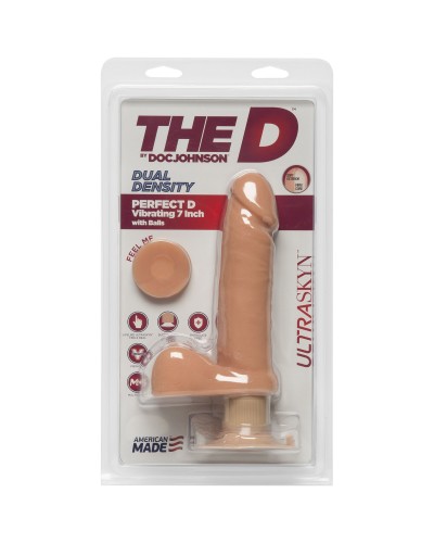 Фаллоимитатор Doc Johnson The D - Perfect D - Vibrating 7 Inch With Balls - ULTRASKYN, диаметр 4,5см