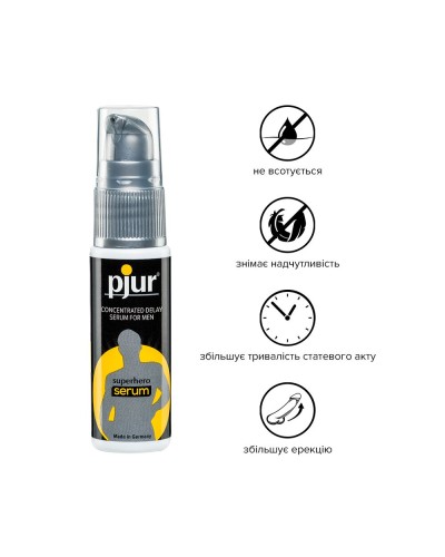 Пролонгирующий гель pjur Superhero Serum 20 мл, создает невидимую пленку снижающую чувствительность