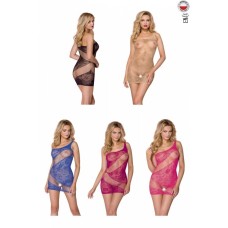 Сітчаста тілесна міні-сукня на одне плече з контрастним малюнком Casmir CA001