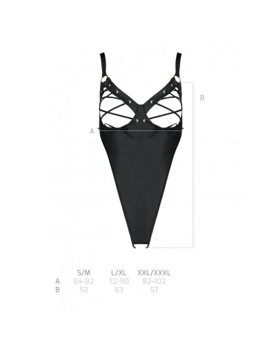 Боди из экокожи Celine Body black L/XL — Passion: с доступом, открытый