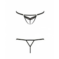 Відверті трусики-стрепи з мереживом SOLON THONG black L/XL - Passion Exclusive