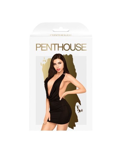 Мінісукня Penthouse Heart Rob L/XL Black, хомут, глибоке декольте, мініатюрні стрінги