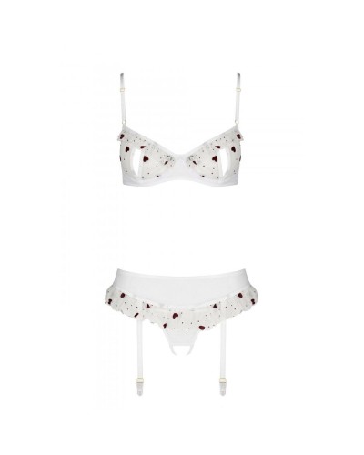 Сексуальний комплект з поясом для панчіх LOVELIA SET white L/XL - Passion