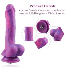 Фалоімітатор 8.2″ з вібрацією для секс-машин Hismith Purple Silicone Dildo with Vibe, знімний конект
