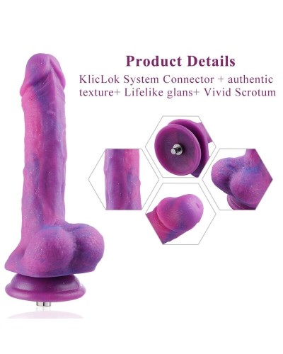 Фаллоимитатор 8.2″ с вибрацией для секс-машин Hismith Purple Silicone Dildo with Vibe