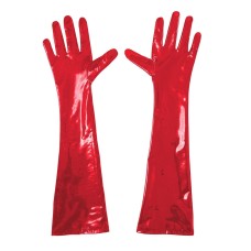 Глянсові вінілові рукавички Art of Sex - Lora, розмір L, колір Червоний