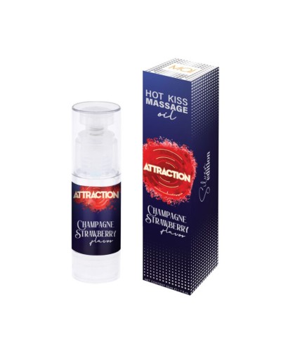 Їстівна масажна олія MAI Attraction Champagne Strawberry Hot Kiss (50 мл)