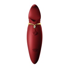 Вібратор 2в1 з язичком Zalo — Hero Wine Red, кристал Swarovski