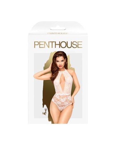 Боди с глубоким декольте и высокими трусиками Penthouse - Toxic Powder White M/L