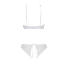 Комплект: бра, трусики з ажурним декором та відкритим кроком Ursula Set white S/M — Passion