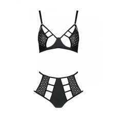 Комплект з екошкіри: бюстгальтер та трусики з перфорацією Tamaris Set black S/M — Passion