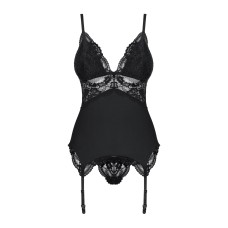 Obsessive 810-COR-1 corset & thong black L/XL
