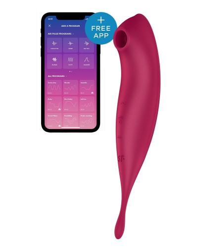 Смарт-вібратор для клітора з вакуумною стимуляцією Satisfyer Twirling Pro+ dark red