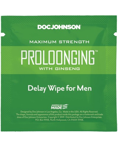 Пролонгирующая салфетка Doc Johnson Delay Wipe For Men с экстрактом женьшеня