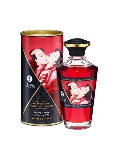 Розігрівальна олія Shunga Aphrodisiac Warming Oil – Blazing Cherry (100 мл) без цукру, смачна