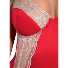 Корсет з пажами LORAINE CORSET red L/XL - Passion Exclusive, трусики