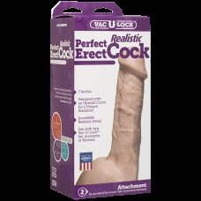 Фалоімітатор Doc Johnson - 7 Inch Perfect Erect Cock, діаметр 3,8см, велика голівка, Vac-U-Lock