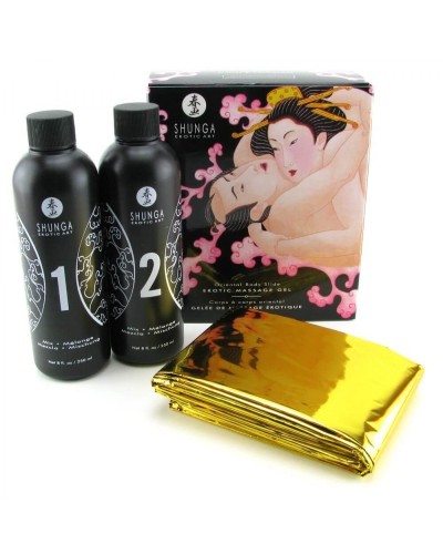 Гель для NURU масажу Shunga Oriental Body-to-Body – Sparkling Strawberry Wine плюс простирадло