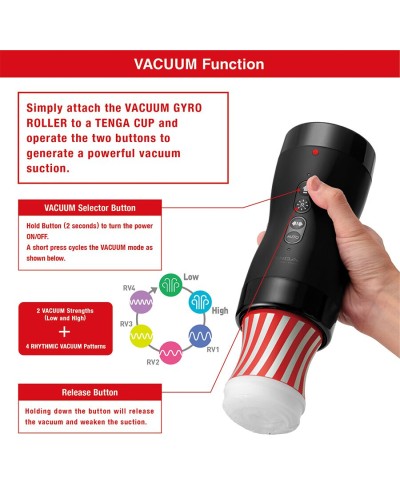 Автоматичний мастурбатор Tenga VACUUM GYRO ROLLER, ротація та вакуум, сумісний з Tenga Cup