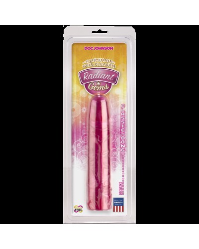 Фалоімітатор Doc Johnson Radiant Gems 8 Inch Fuchsia, діаметр 4,3 см, антибактеріальний ПВХ