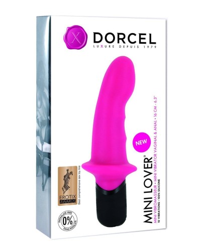 Вібратор Dorcel Mini Lover Magenta з обмежувачем, для точки G і масажу простати