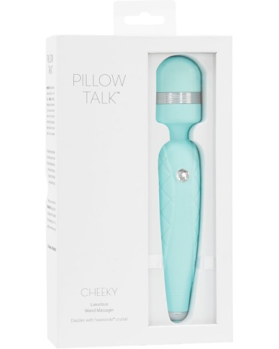 Роскошный вибромассажер PILLOW TALK - Cheeky Teal с кристаллом Swarovsky, плавное повышение мощности