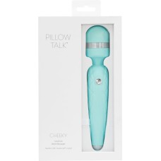 Роскошный вибромассажер PILLOW TALK - Cheeky Teal с кристаллом Swarovsky, плавное повышение мощности