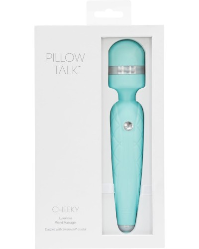 Роскошный вибромассажер PILLOW TALK - Cheeky Teal с кристаллом Swarovsky, плавное повышение мощности