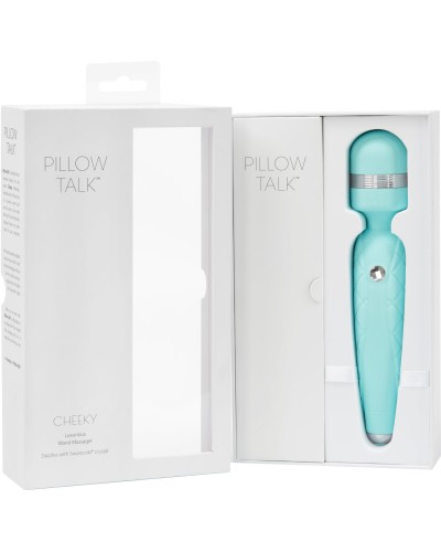 Роскошный вибромассажер PILLOW TALK - Cheeky Teal с кристаллом Swarovsky, плавное повышение мощности