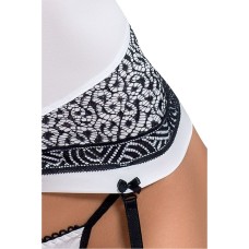 (SALE) Корсет с пажами SUELO CORSET white L/XL - Passion Exclusive, трусики, шнуровка