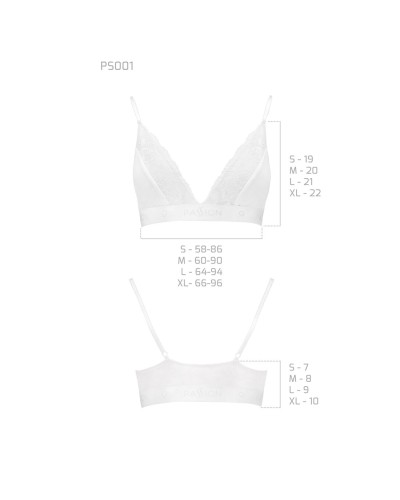 Еластичний топ з мереживом Passion PS001 TOP white, size S