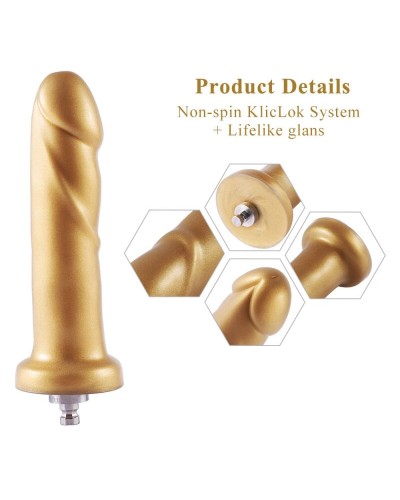 Золотий фалоімітатор Hismith 6.8″ Golden Silicone Dildo, система KlicLok