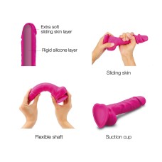 Реалістичний фалоімітатор Strap-On-Me Sliding Skin Realistic Dildo Fuchsia - S, ефект рухливої шкіри