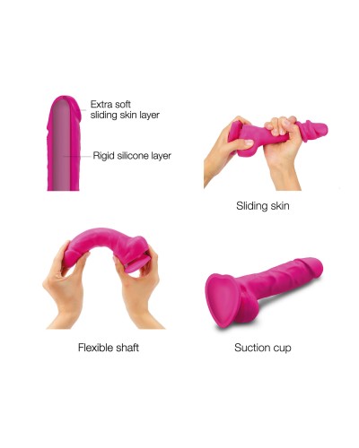 Реалістичний фалоімітатор Strap-On-Me Sliding Skin Realistic Dildo Fuchsia - S, ефект рухливої шкіри