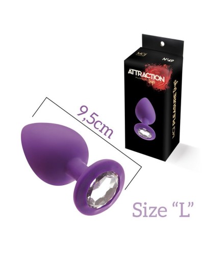 Анальна пробка з кристалом MAI Attraction Toys №49 Purple, довжина 9,5 см, діаметр 4 см