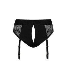 Кружевные трусы для страпона с подвязками для чулок Strap-On-Me DIVA HARNESS - L