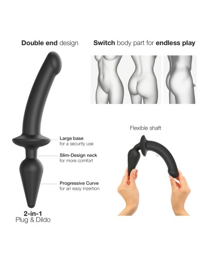 Анальна пробка з дилдо 2в1 Strap-On-Me SWITCH PLUG-IN DILDO Black XXL, діаметр 5,2/3,9 см