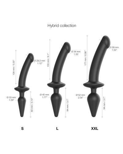 Анальна пробка з дилдо 2в1 Strap-On-Me SWITCH PLUG-IN DILDO Black XXL, діаметр 5,2/3,9 см