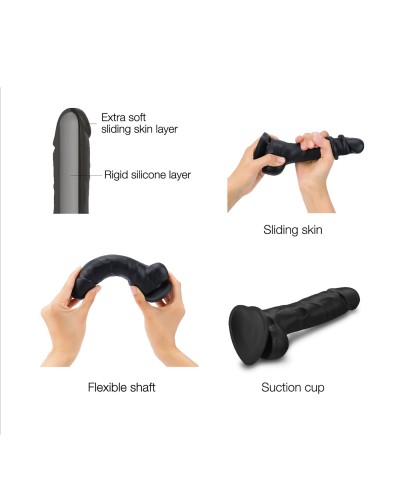 Реалістичний фалоімітатор Strap-On-Me Sliding Skin Realistic Dildo Black - M, ефект рухливої шкіри