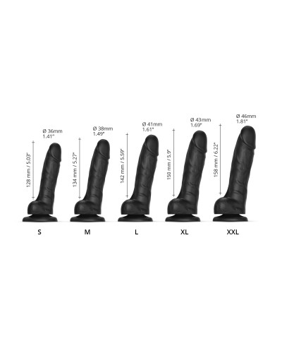 Реалістичний фалоімітатор Strap-On-Me Sliding Skin Realistic Dildo Black - M, ефект рухливої шкіри