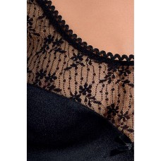 (SALE) Сорочка приталенная с чашечками LOTUS CHEMISE black L/XL - Passion Exclusive, трусики
